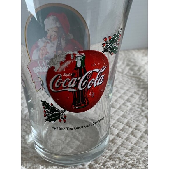 Vintage Happy Holidays Santa Coca Cola soda glass 1998 - Picture 9 of 11